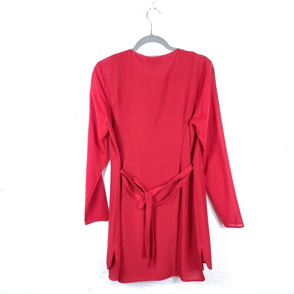 TED BAKER Red Scallop Ruffle Belted Mini Dress - Picture 5 of 9